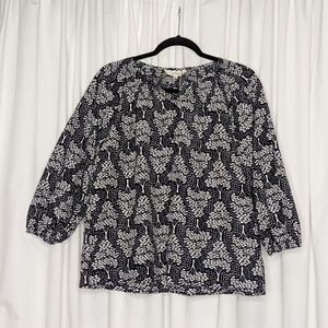 Tucker NYC Classic Blouse Secret Maze in Silk Cotton Long Sleeve Top